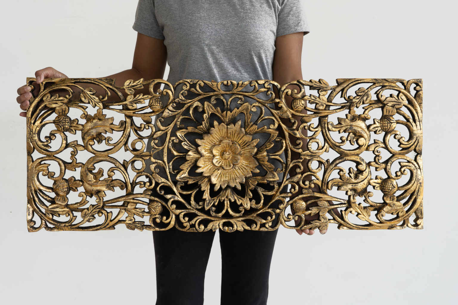 Antique Gilded Gold Vertical Wall Decor
