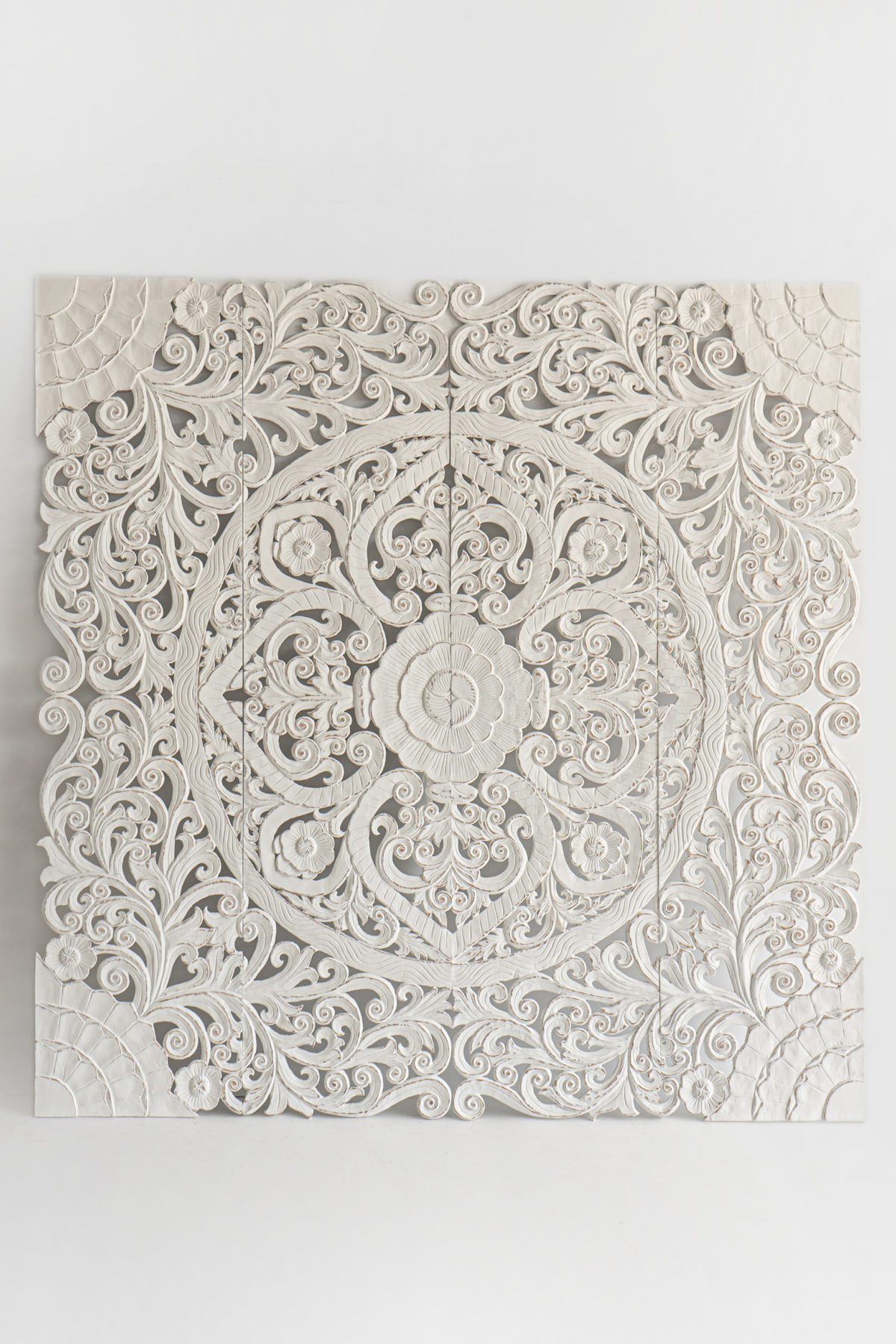 Weathered White Bohemian Bed Headboard