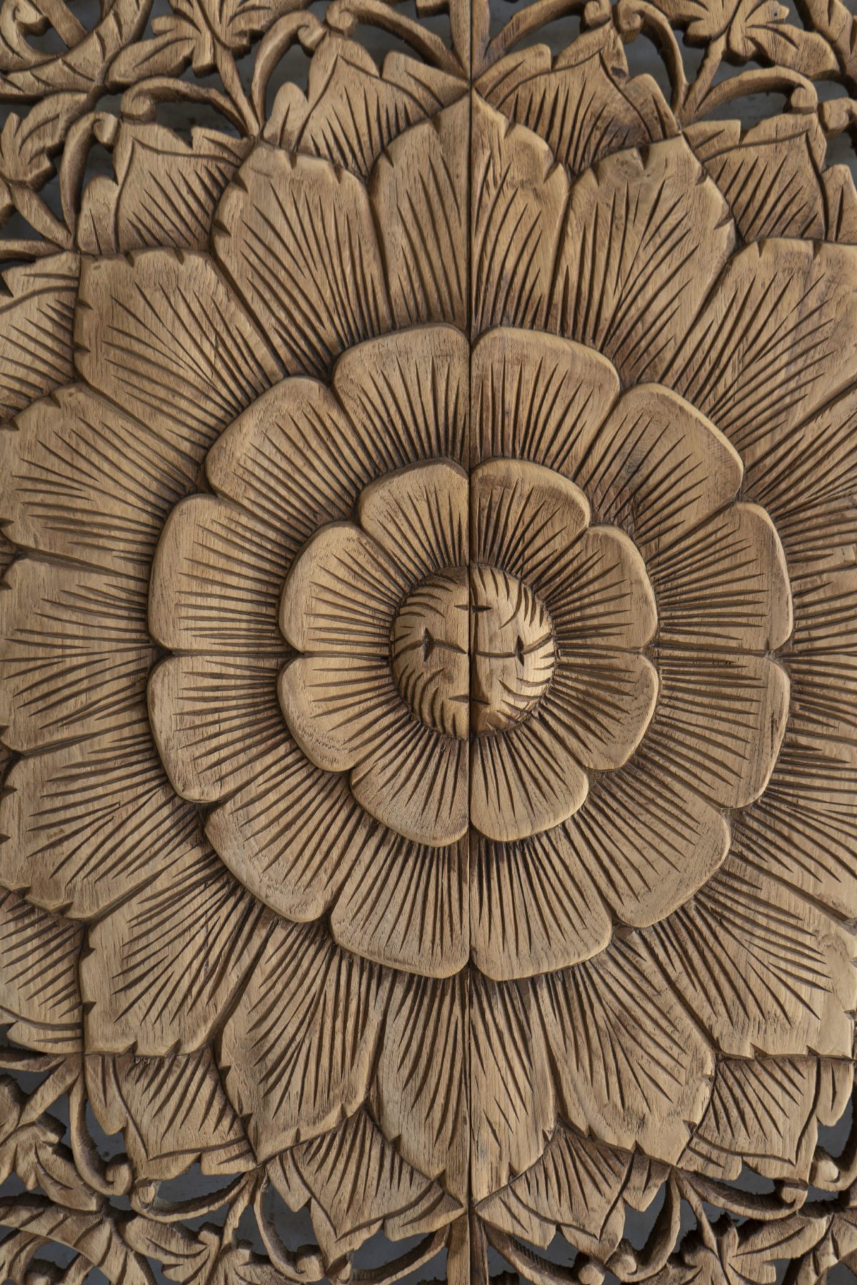 Blooming flower hand carved in wood