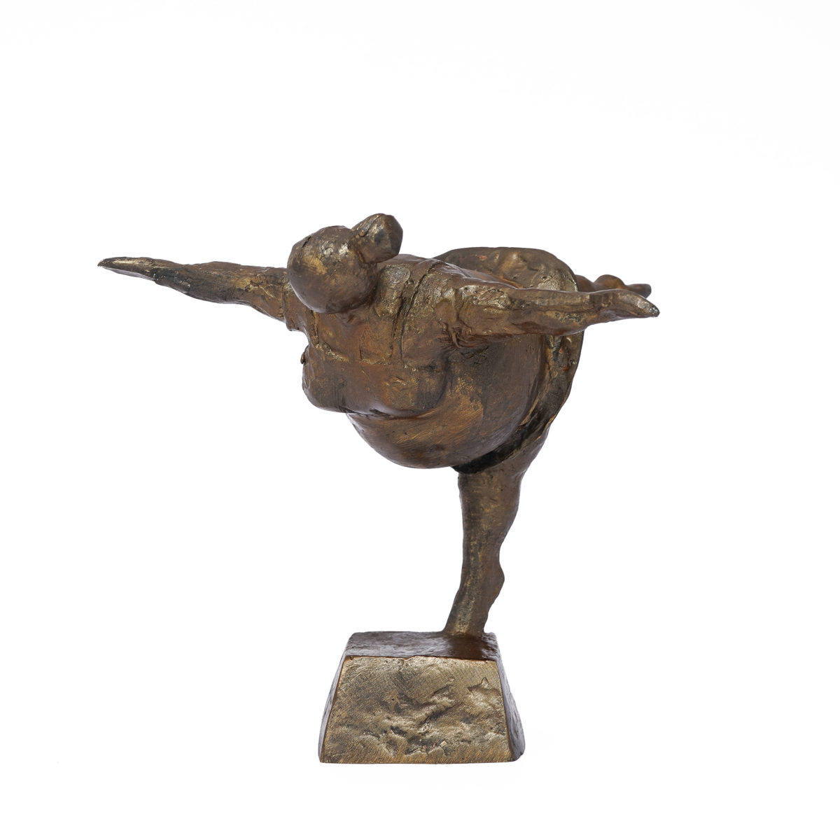 Chubby woman dancing in bronze