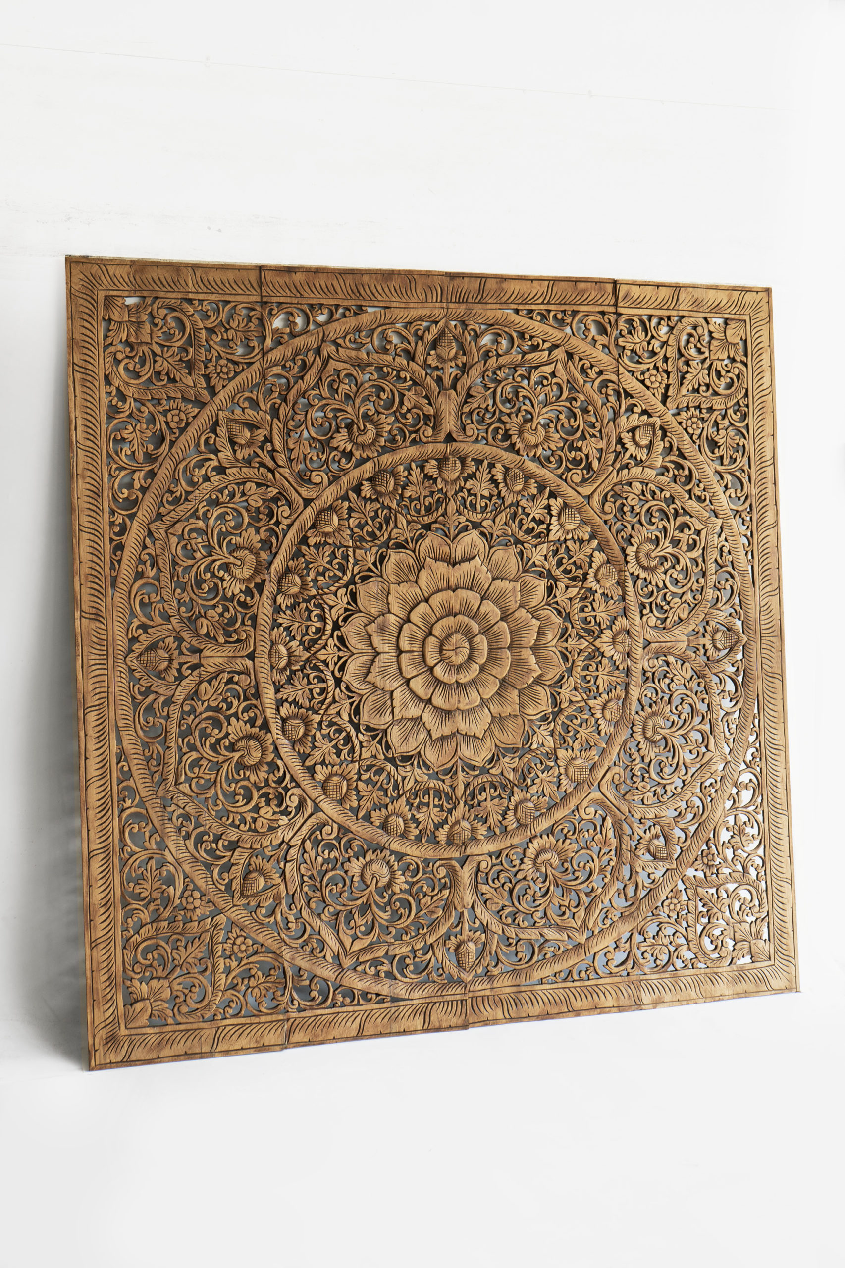 Mandala Headboard King Carve Wood Siam Sawadee