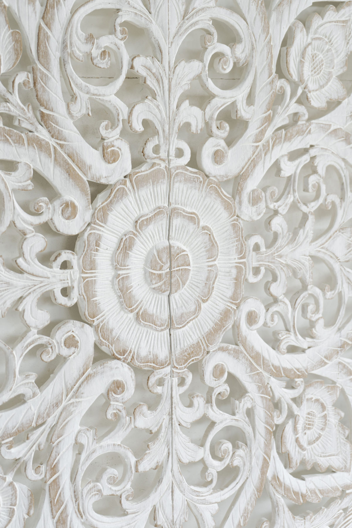 Wood Headboard Cal King Whitewash Siam Sawadee