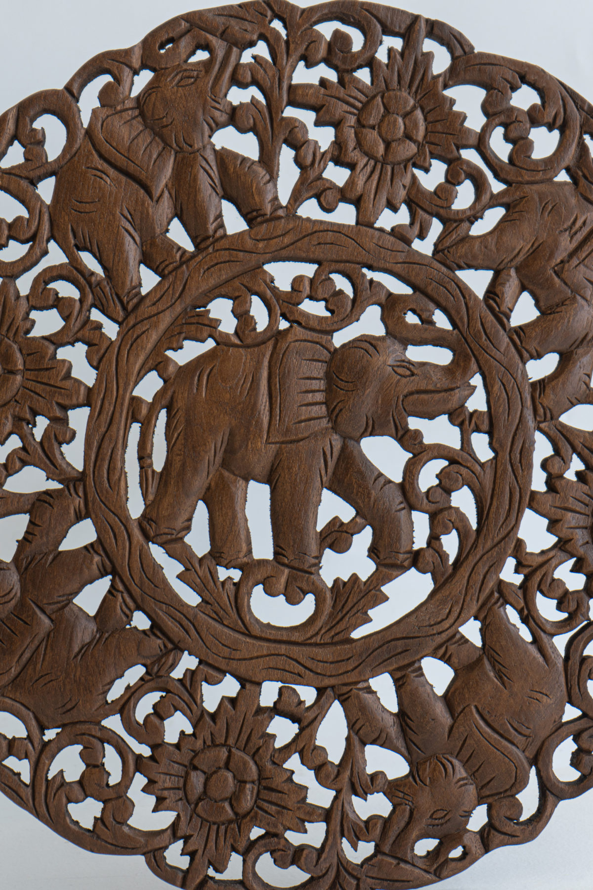 Hand carved wood decorative ornament
