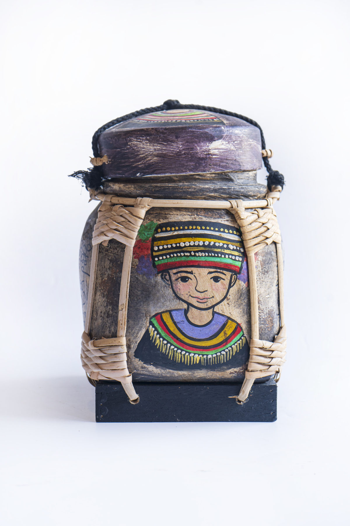 Hill Tribe Boy Hand Painted Basket