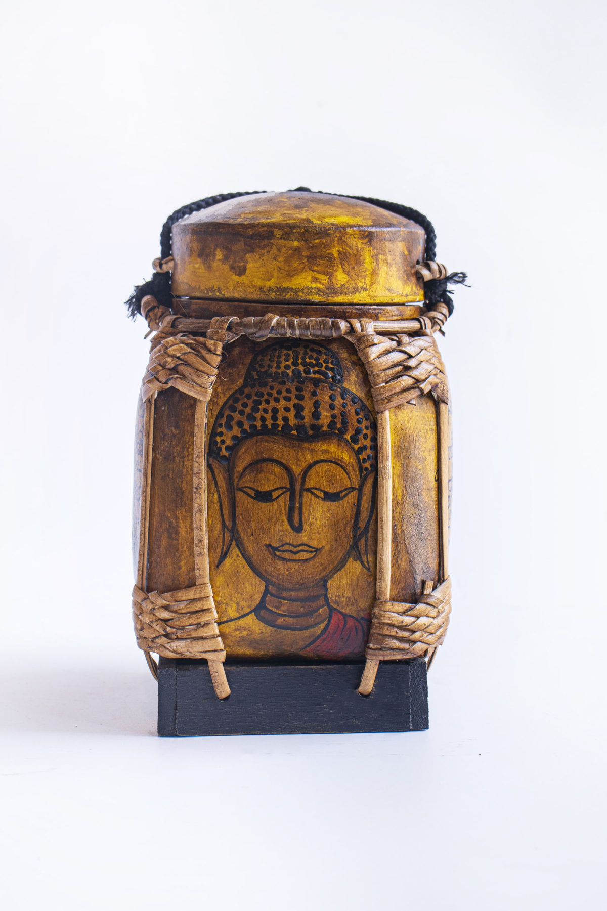 Buddha painted on basket
