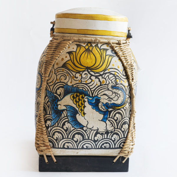 Abstract elephant painted basket