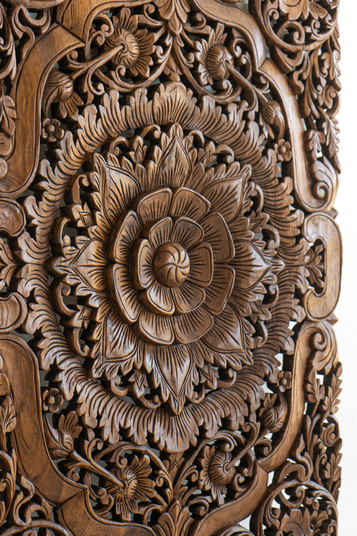 Brown stain wooden carved panels