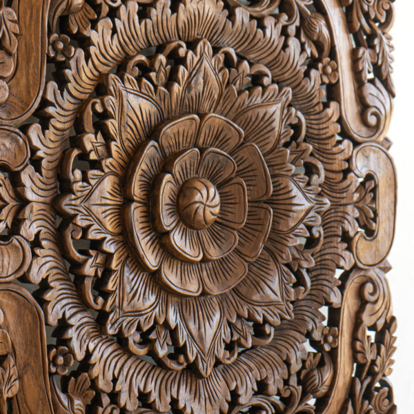 Brown stain wooden carved panels