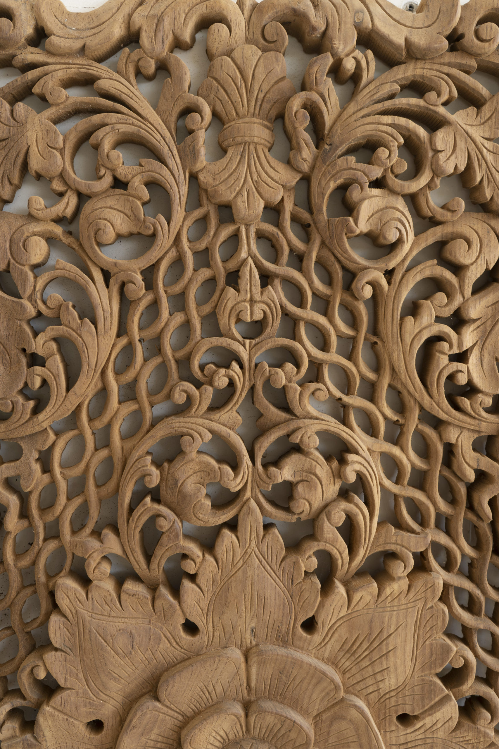 Lotus Teak Wood Carving Plaque - Siam Sawadee