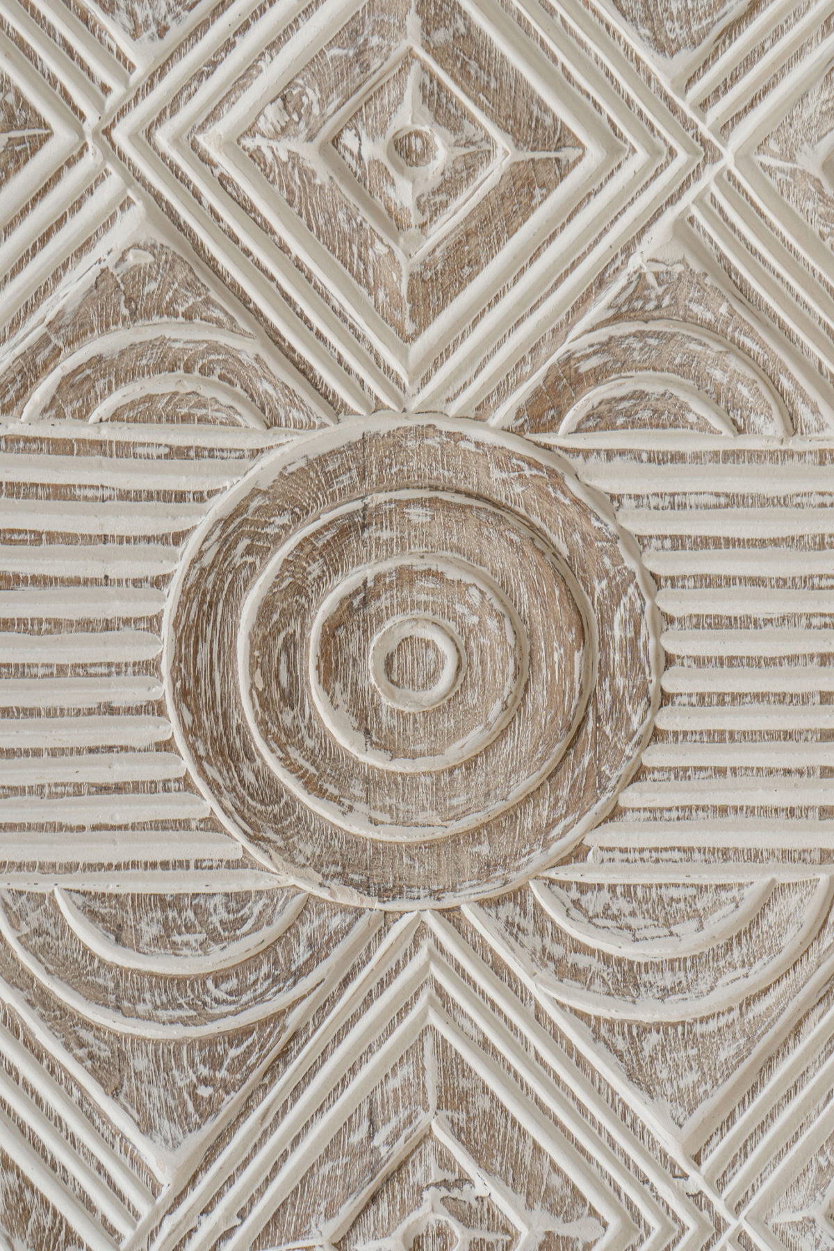 Distress white wood carving
