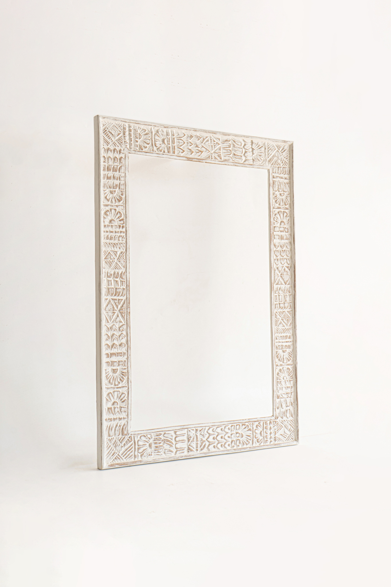 Mirror Frame Tribal Carved Wood - Siam Sawadee