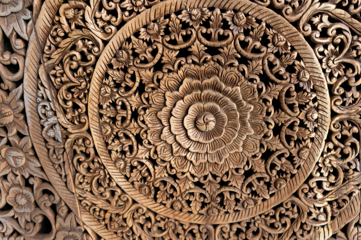 Mandala carved wood