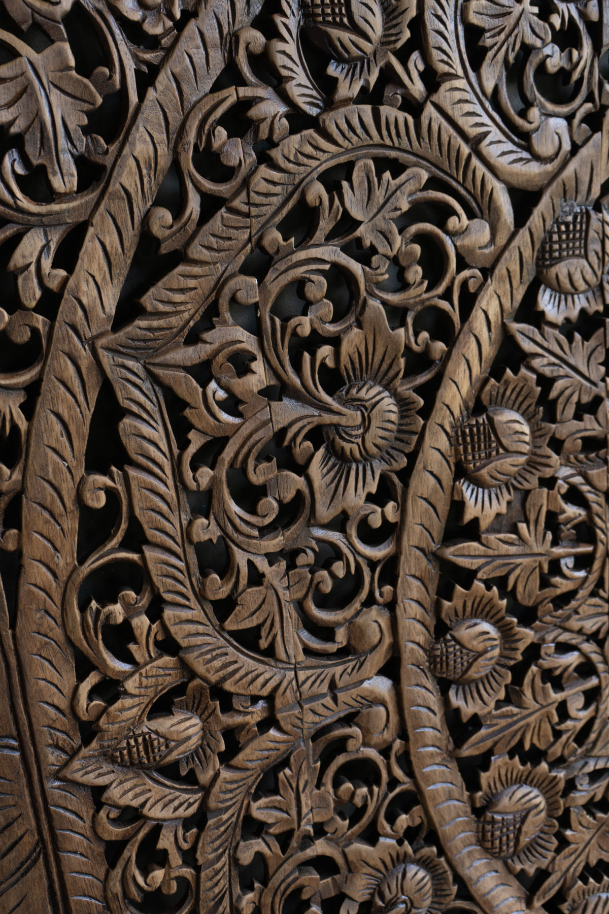 Weathered brown wood carving