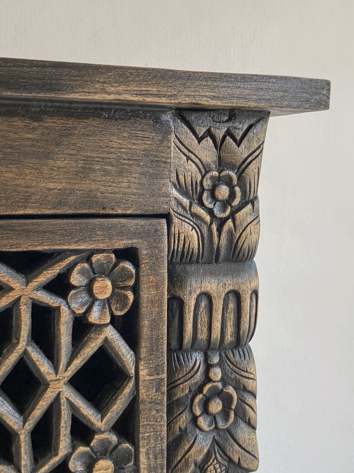 Floral wood carving on furniture