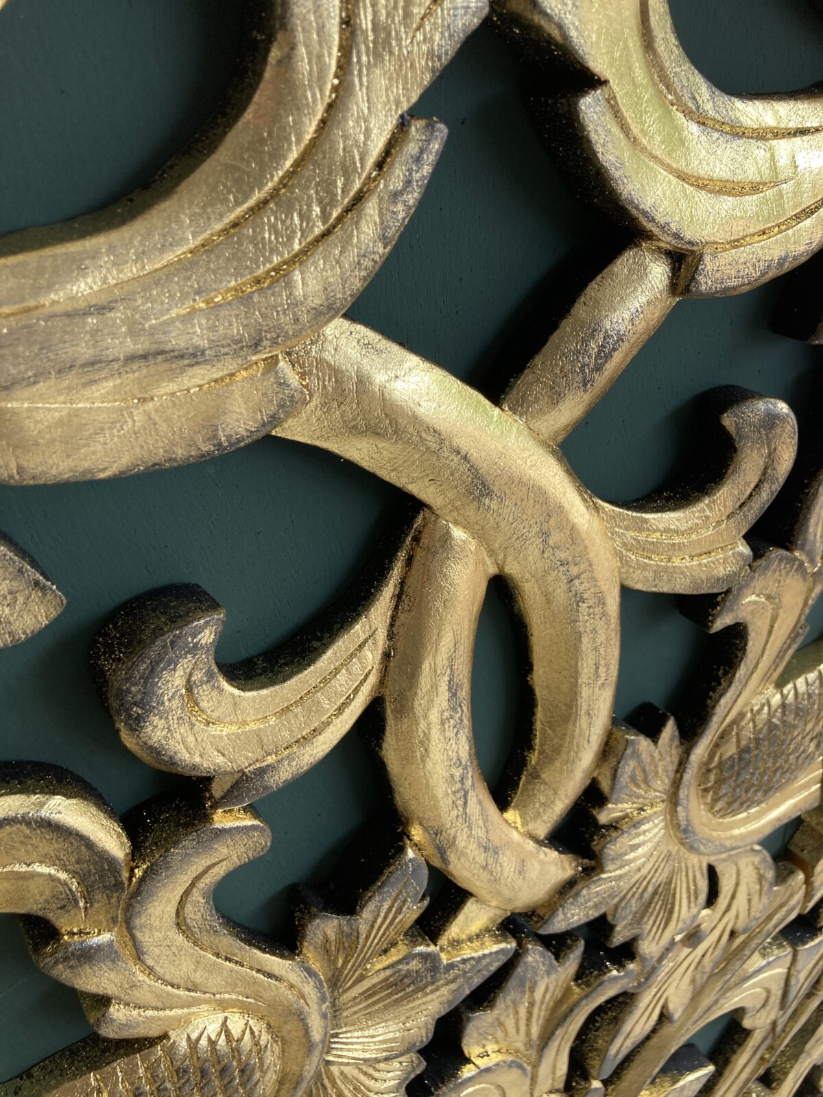 Luxury detailed wood carving in gold