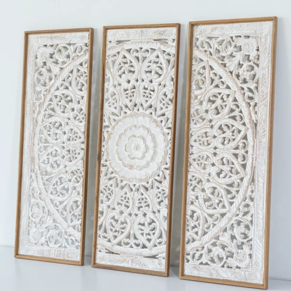 Reclaimed solid wood carved panels with frame