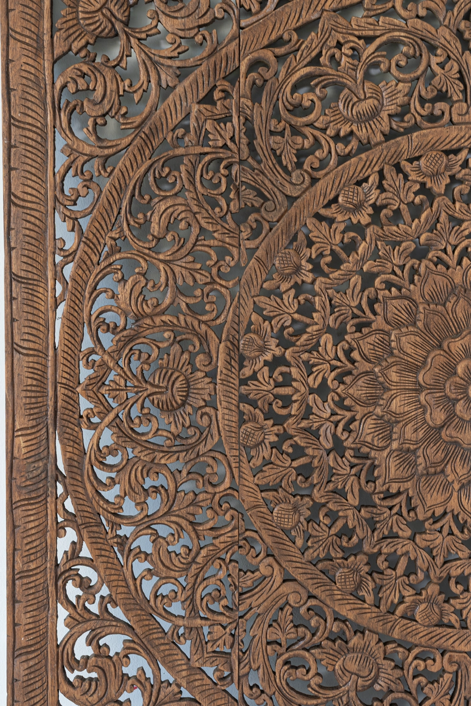 Wood-wall-art-hanging-rustic-home-decoration-large-panels-48in-brown-3 Close up teak wood carving details